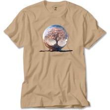 Z zepplin Tree Growing In Snow Gobe Krem Tişört