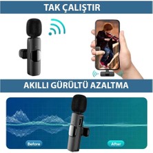 Kablosuz Yaka Mikrofonu iPhone Lightning 2'li Mini Mikrofon Youtube Tik Tok 2 Adet