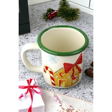İnci Emaye Emaye Kupa Bardak Camp Kamp Mug Fincan Kahve, Yılbaşı, Hediye, Yeni Yıl 270ML