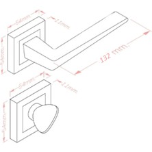 ALMITAL Lusso SİYAH Kare Rozetli Kapı Kolu Lüks WC Kapı Kolu