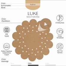 Cool Halı Luke 433 Naturel Yuvarlak Halı Bohem Örgü Hasır Kilim Dekoratif Mutfak Balkon Banyo Halısı
