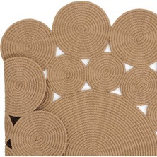 Cool Halı Luke 433 Naturel Yuvarlak Halı Bohem Örgü Hasır Kilim Dekoratif Mutfak Balkon Banyo Halısı