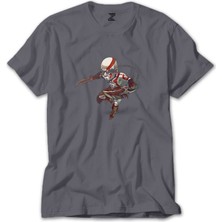 Z zepplin God Of War Kratos Cartoon Gri Tişört