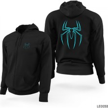 Z zepplin Spiderman Siyah Fermuarlı Limited Edition Kapşonlu Sweatshirt