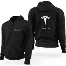 Z zepplin Tesla Siyah Fermuarlı Limited Edition Kapşonlu Sweatshirt