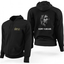 Z zepplin Kurt Cobain Lyrics Siyah Fermuarlı Limited Edition Kapşonlu Sweatshirt