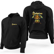 Z zepplin Sabaton Carolus Rex Siyah Fermuarlı Limited Edition Kapşonlu Sweatshirt