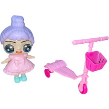 Scooterli Kafası Dönebilem 10 cm Oyuncak Bebek