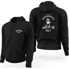Z zepplin Muhammed Ali Knock Out Siyah Fermuarlı Limited Edition Kapşonlu Sweatshirt