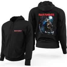 Z zepplin Iron Maiden Benjamin Siyah Fermuarlı Limited Edition Kapşonlu Sweatshirt
