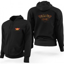 Z zepplin Aerosmith Force One Siyah Fermuarlı Limited Edition Kapşonlu Sweatshirt