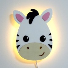 Hookipa Baby Ho'okipa Bs Handcrafted - Çocuk Odası El Yapımı Ahşap Gece Lambası Beyaz Zebra Pilli