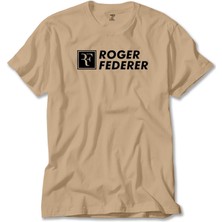 Z zepplin Roger Federer Text Krem Tişört