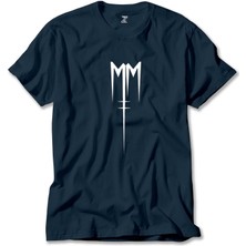 Z zepplin Marilyn Manson Born Villain Logo Lacivert Tişört