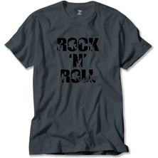Z zepplin Black Rock 'n' Roll Text Füme Tişört