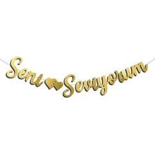 Kaligrafi Banner Seni Seviyorum Gold