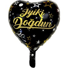 Iyi Ki Doğdun Siyah Kalp Folyo Balon 45CM