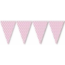 Pembe Puantiyeli Üçgen Flama