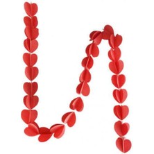 Kalp Sarkıt Kağıt Süs Kırmızı 160CM