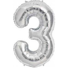 3 Rakam Folyo Balon Gümüş 100CM
