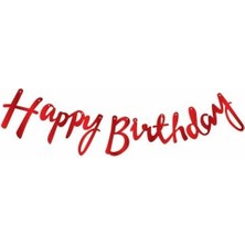 Kaligrafi Banner Kırmızı Happy Birthday