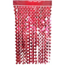 Kırmızı Kalpli Fon Perdesi