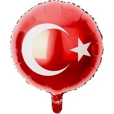 Yuvarlak Türk Bayrağı Folyo Balon
