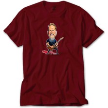 Z zepplin Metallica James Hetfield Cartoon Kırmızı Tişört