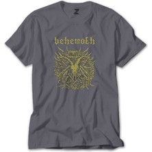 Z zepplin Behemoth Goat Pentagram Gri Tişört