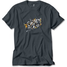 Z zepplin Two Gray Dices Cartoon Füme Tişört