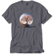 Z zepplin Tree Growing In Snow Gobe Gri Tişört