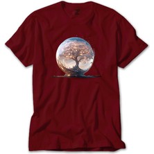 Z zepplin Tree Growing In Snow Gobe Kırmızı Tişört