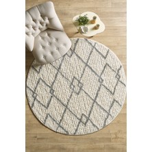 Red Halı Oturma Odası Halısı, High-Low Efektli, Krem Boho Halı, Kolay Bakım
