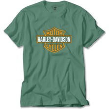 Z zepplin Harley Davidson Cycles Logo Yeşil Tişört
