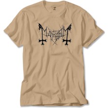 Z zepplin Mayhem Logo Text Krem Tişört