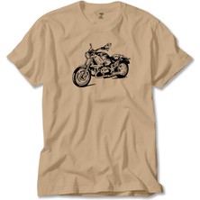 Z zepplin Kruvazör Motosiklet Çizim Krem Tişört