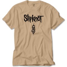 Z zepplin Slipknot Logo Text Krem Tişört