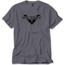 Z zepplin Victory Motorcycles Black Logo Gri Tişört