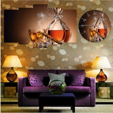 Zevahir Mobilya Dekorasyon Zevahir 5 Parça Mdf Viski Tablo Ve Mdf Saat Kombin