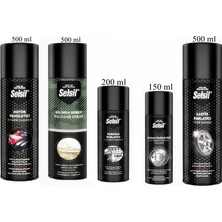 Selsil 5'li Araç Bakım Seti-Motor Temizleme Spreyi -Silikon Sprey- Lastik Parlatıcı 500 Ml-Torpido Par. 200 Ml-Klima Temizleme 150ML