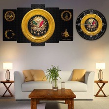 Zevahir Mobilya Dekorasyon Zevahir 5 Parça Mdf Osmanlı Tuğrası Tablo Ve Mdf Saat Kombin