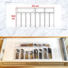 Bozhouse 11'li Set Modüler Kaşıklık Mutfak Çekmece Içi Organizer Şeffaf Clear Çatal Bıçak Kaşık Düzenleyici