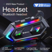 Beemen Helmet Y20 Max Intercom Kablosuz Bluetooth 5.3 Kask Kulaklık 300 Metre Çekim Mesafesi 16 Çeşit Işık Efekti