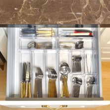 Bozhouse 12'li Set Modüler Kaşıklık Mutfak Çekmece Içi Modüler Şeffaf Clear Moduler Organizer