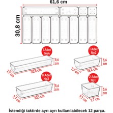 Bozhouse 12'li Set Modüler Kaşıklık Mutfak Çekmece Içi Organizer Şeffaf Clear Çatal Bıçak Kaşık Düzenleyici