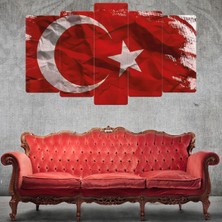 Zevahir Mobilya Dekorasyon 5 Parça Mdf Türk Bayrağı Tablosu