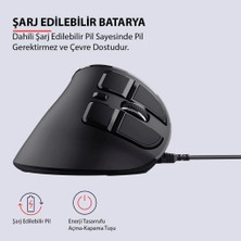 World Of The World Bluetooth+2.4 G Kablosuz Dikey Ergonomik Şarj Edilebilir Sessiz Mouse