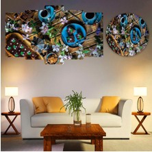 Zevahir Mobilya Dekorasyon Zevahir 5 Parça Mdf Beş Çayı Tablo Ve Mdf Saat Kombin