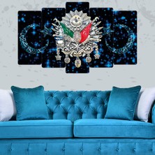 Zevahir Mobilya Dekorasyon Zevahir 5 Parça Mdf Mavi Yıldızlı Osmanlı Tuğrası Tablosu