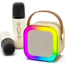 Mini Taşınabilir Rgb Karaoke Tek Mikrofonlu Bluetooth Kablosuz Hoparlör Radyo K12